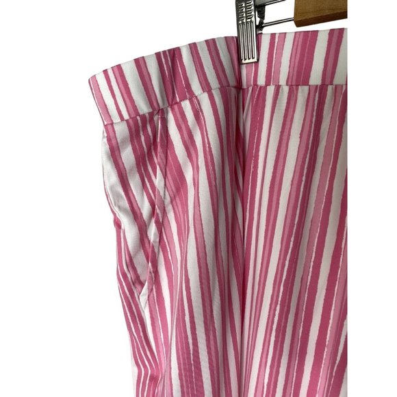 Elizabeth & Clarke Womens Striped wide leg Pants Pull on Pink white size 2X - Picture 2 of 11